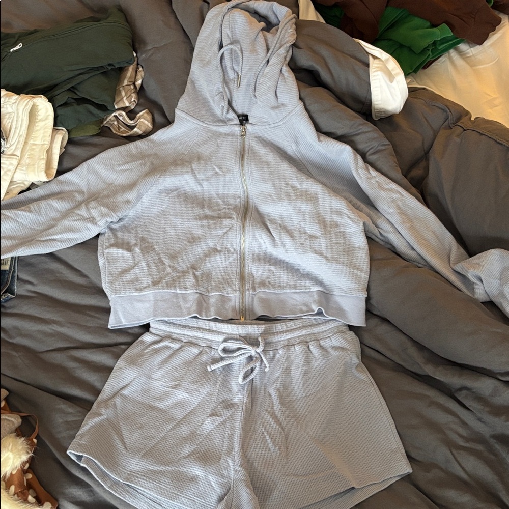 Dynamite Light Blue Hoodie and Shorts Set